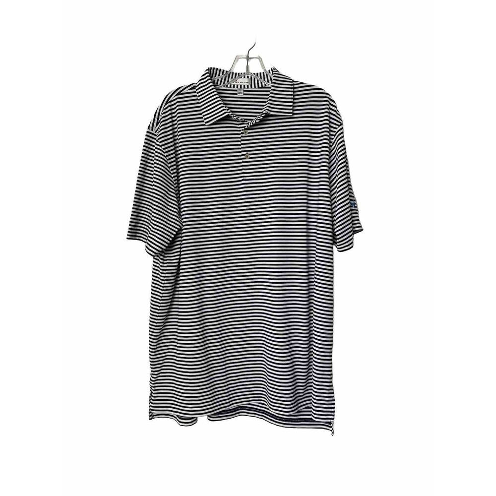 Peter Millar Polo Golf Shirt Men's XL Blue Striped Summer Comfort Short Sleeve